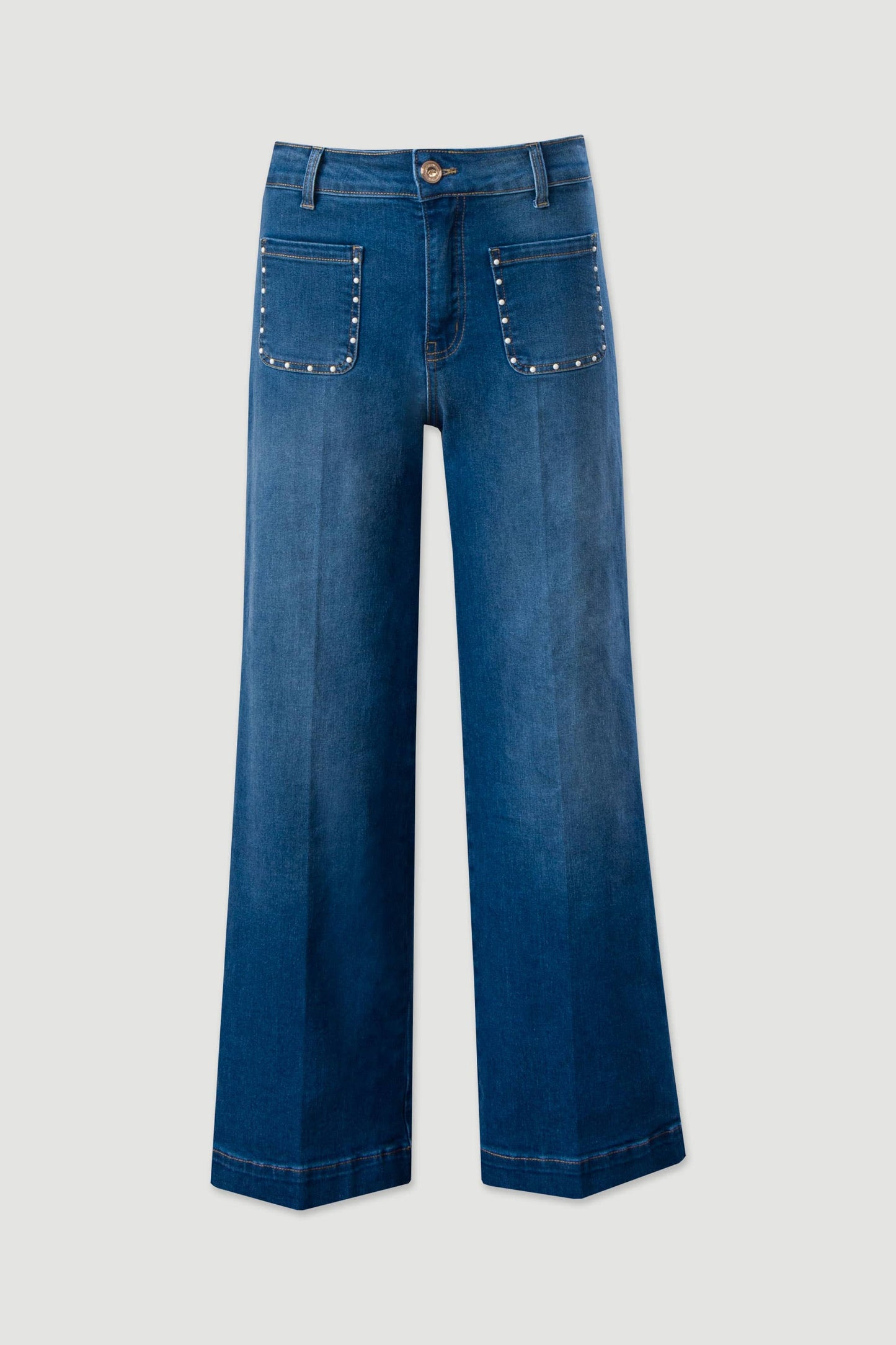 Wide-Leg Jeans with Transfers on the Pocket