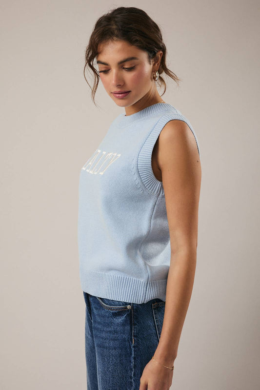 ROUND NECK SLEEVELESS "SALTY" SWEATER VEST