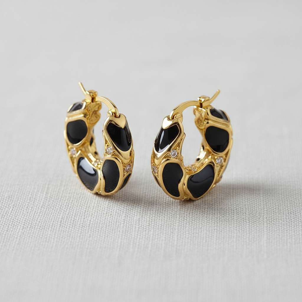 Leopard Enamel Circle Earrings