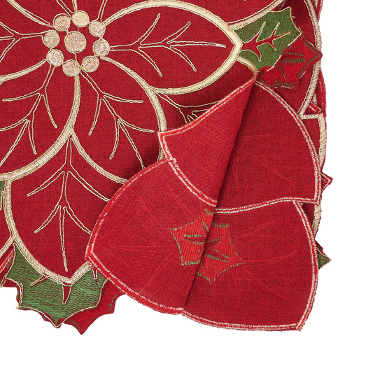 Embroidered Poinsettia Cutwork Bloom Runner