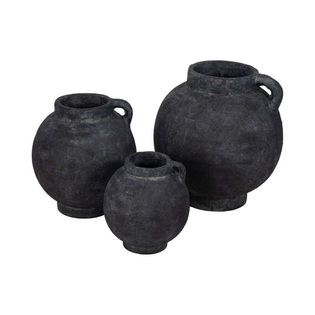 Black 7 in. Contemporary Pottery Bulbous Jug with Handle