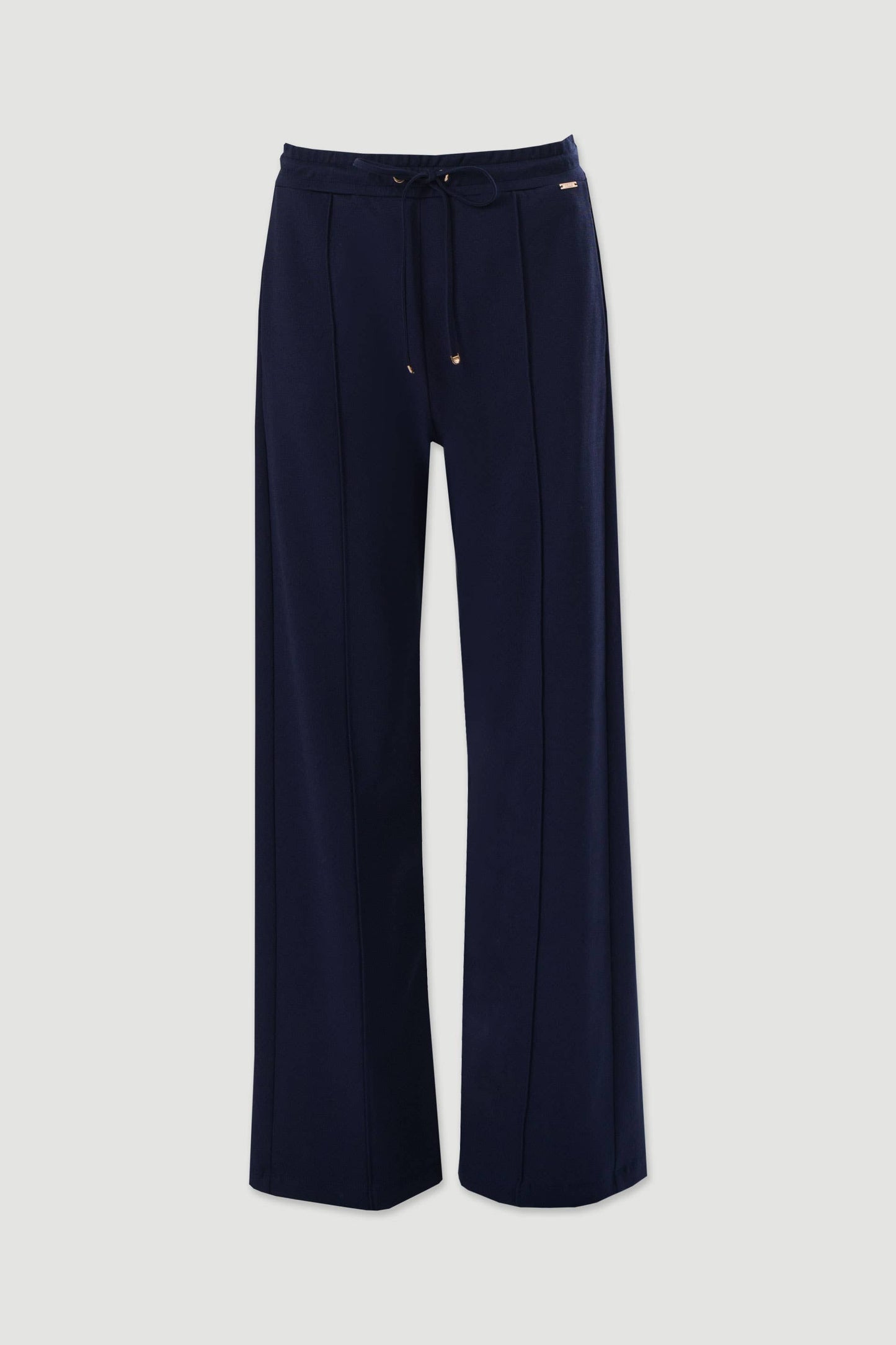 Wide-Leg Knit Trousers - Navy Blue