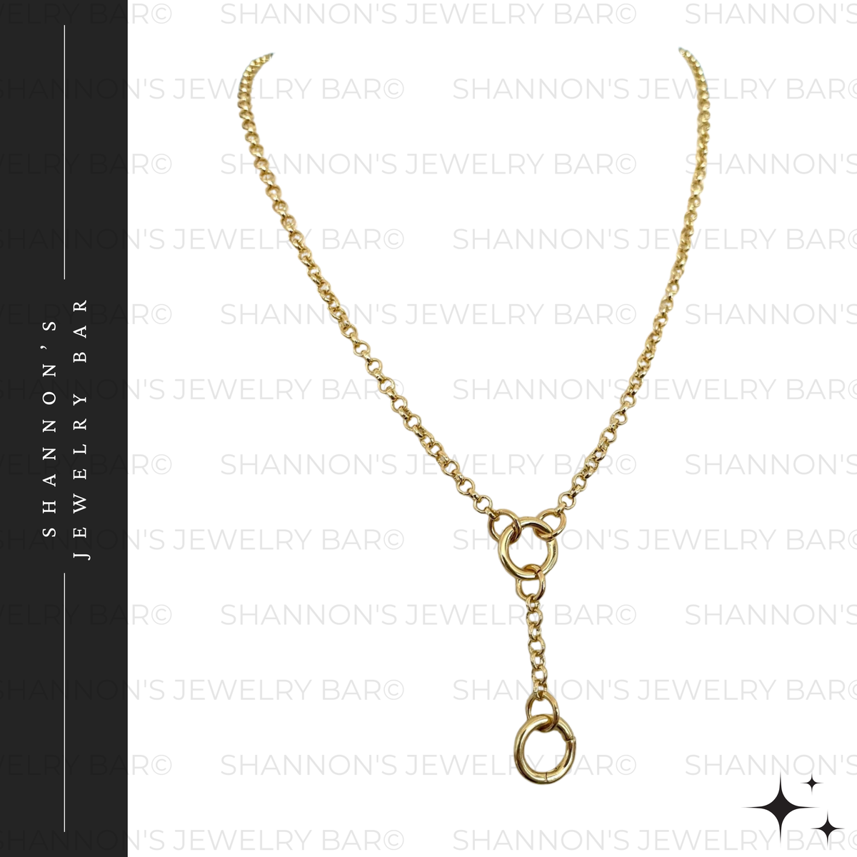Double Carabiner Chain Necklace, 18K Gold Plated