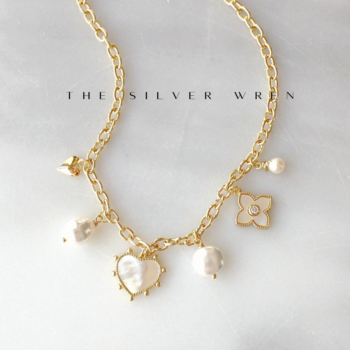 Pearl Charm Necklace, Coastal Cowgirl, Handmade Necklace