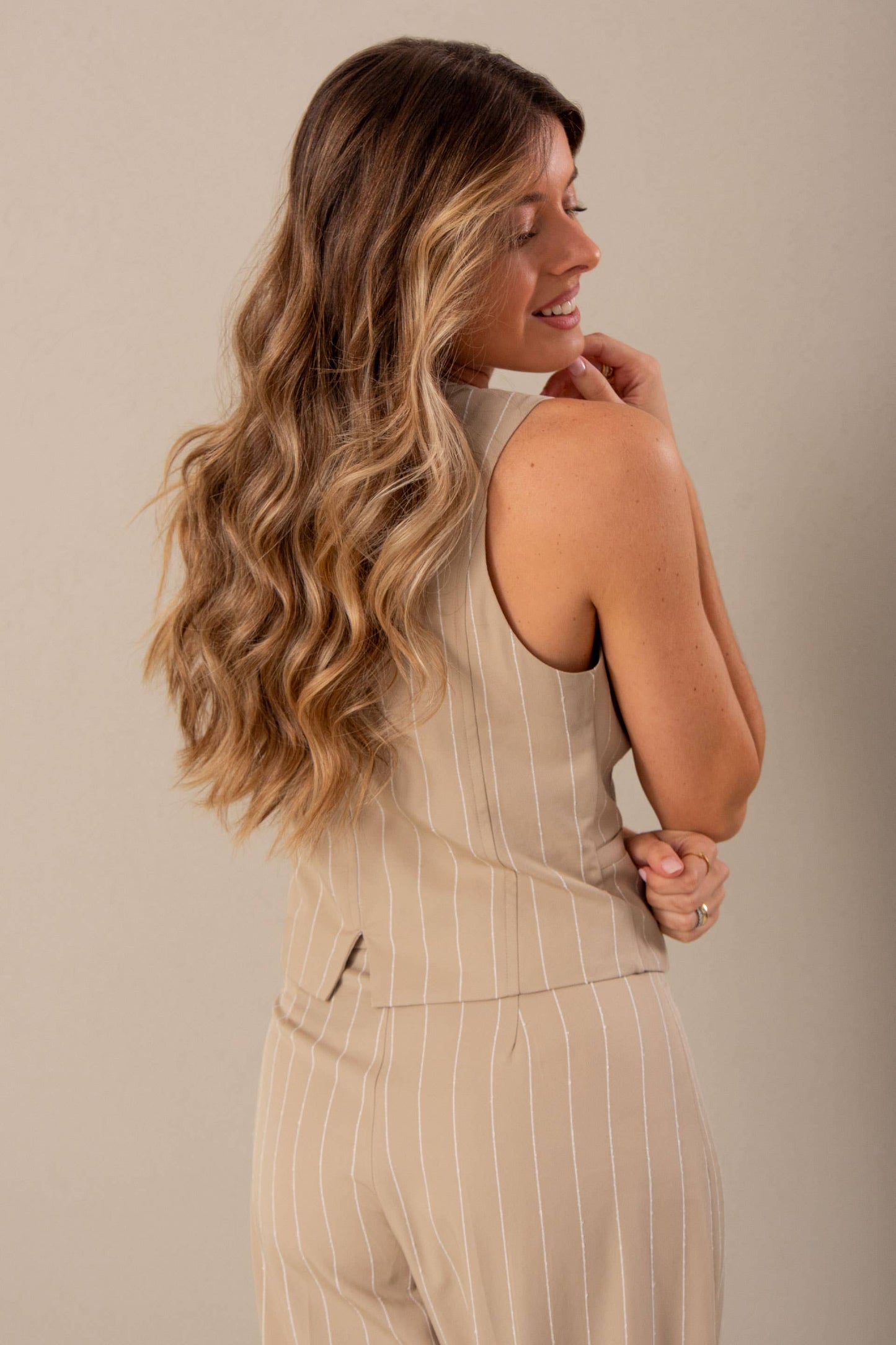 Vest in Fabric with Thread Detail