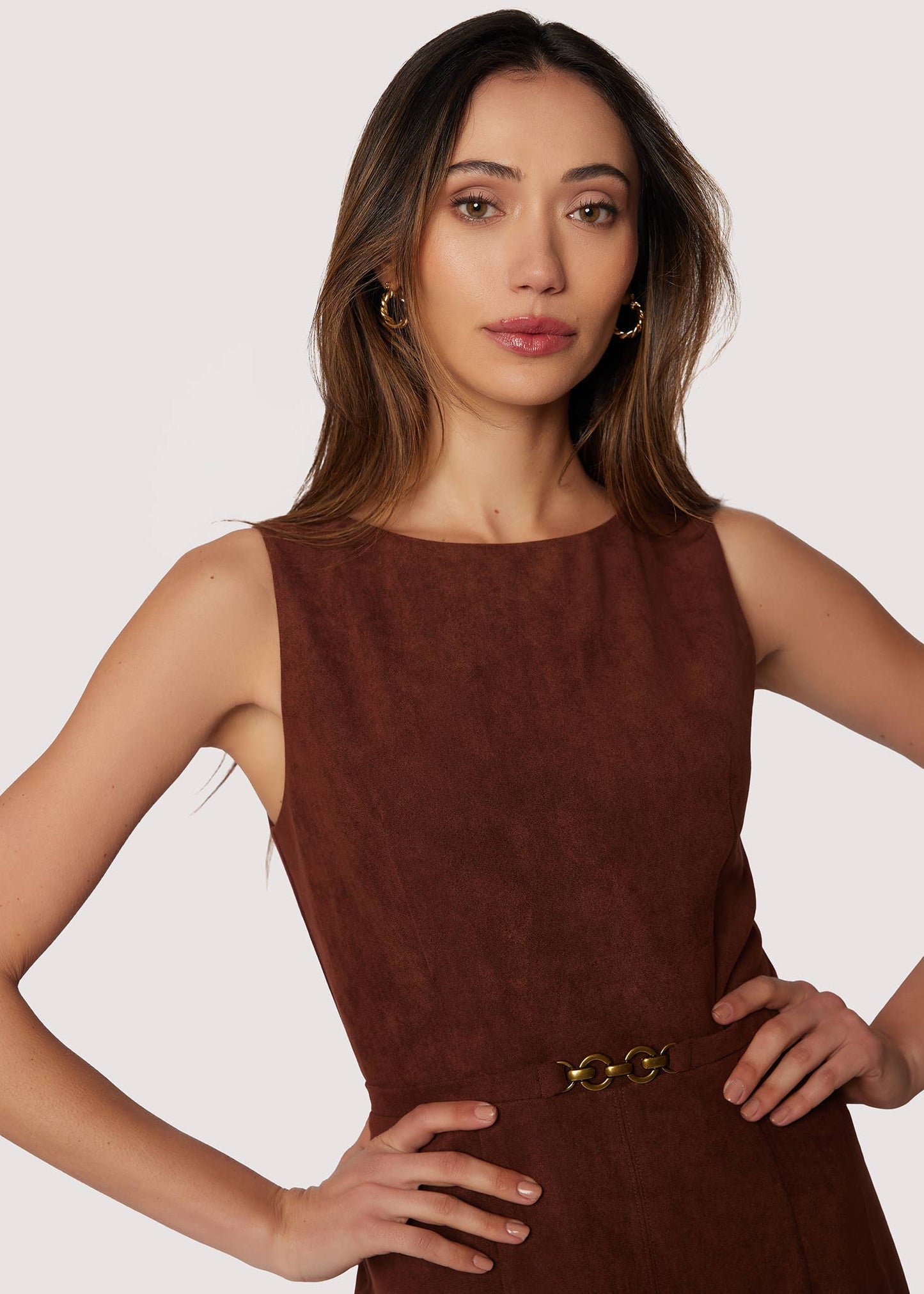 Fall Enchantment Midi Dress - Fall Solid Suede Front Slit