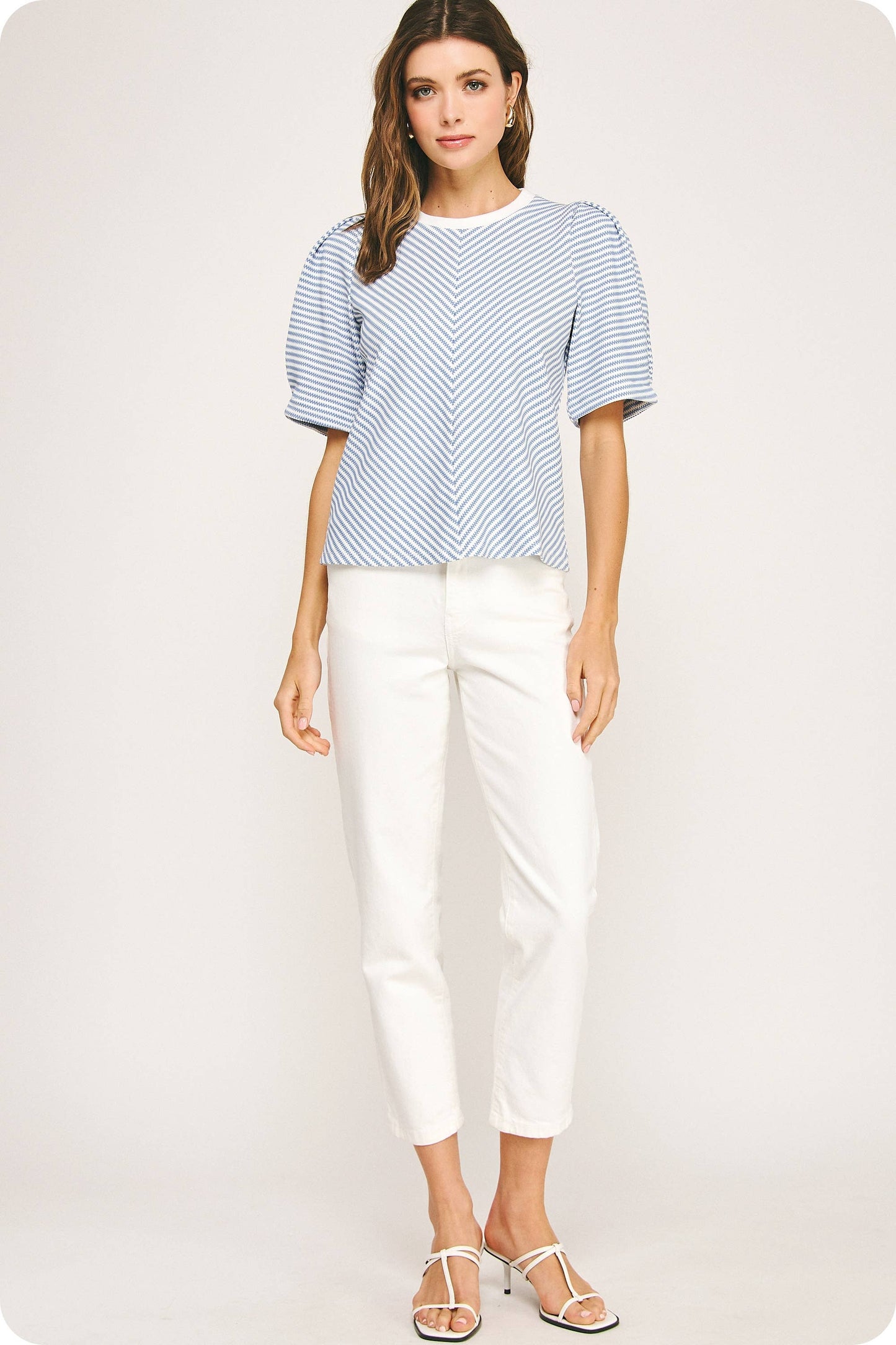Herringbone Striped Knit Tee Top