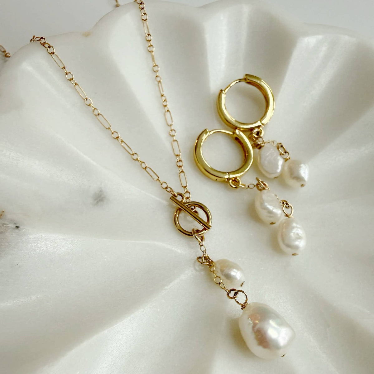 Brynn Pearl Toggle Gold Filled Necklace