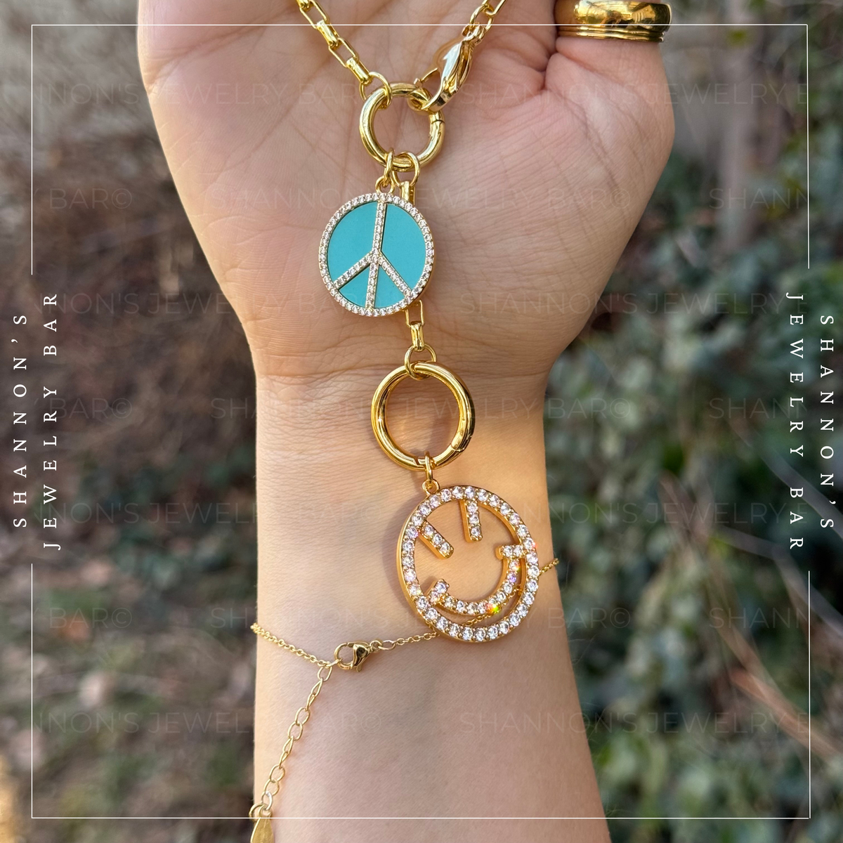 Gold Carabiner Necklace, Charm Holder Necklace