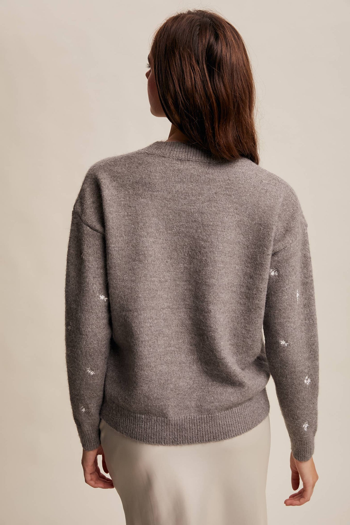 Embroidered Dot Knit Sweater