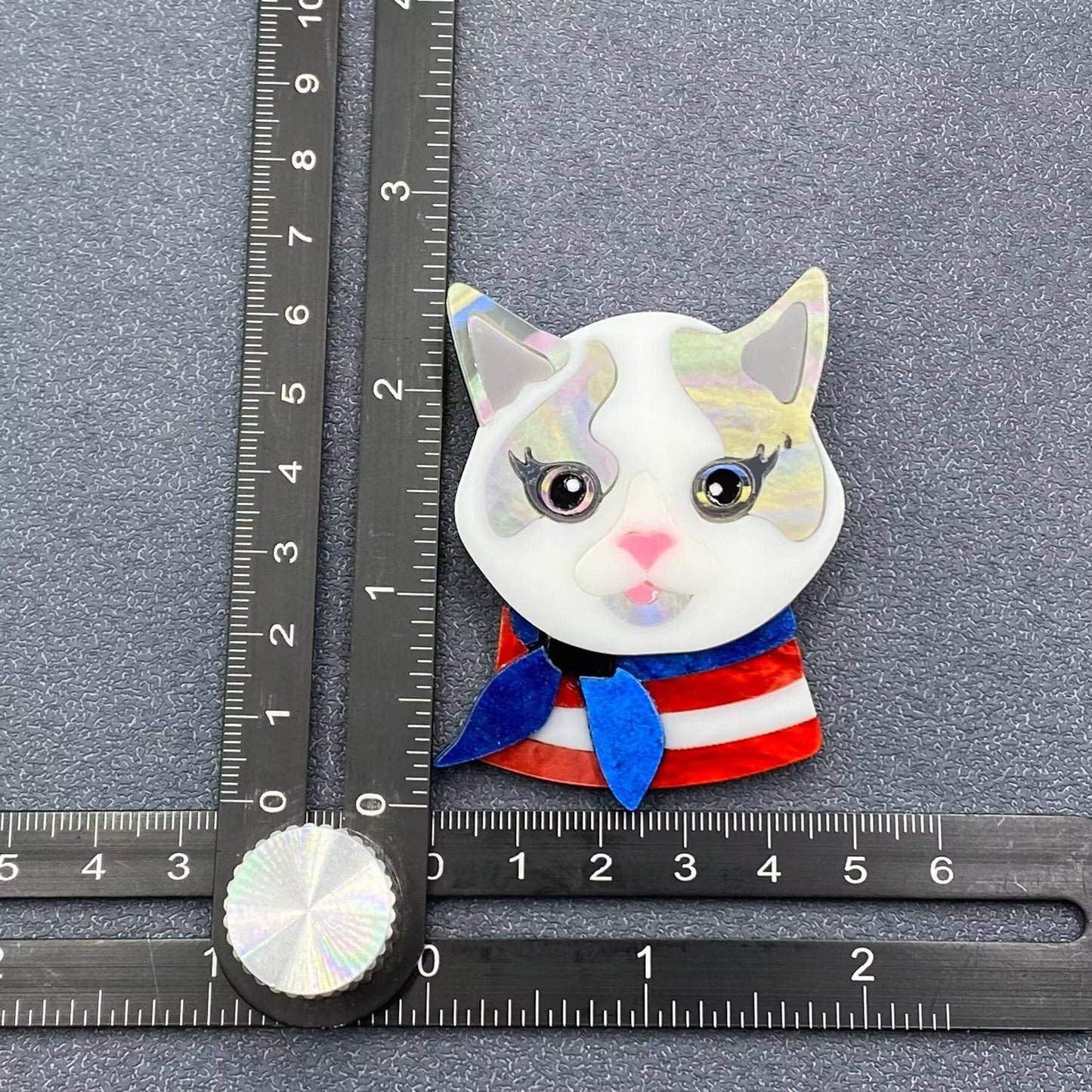 Cat with Scarf Acrylic Brooch