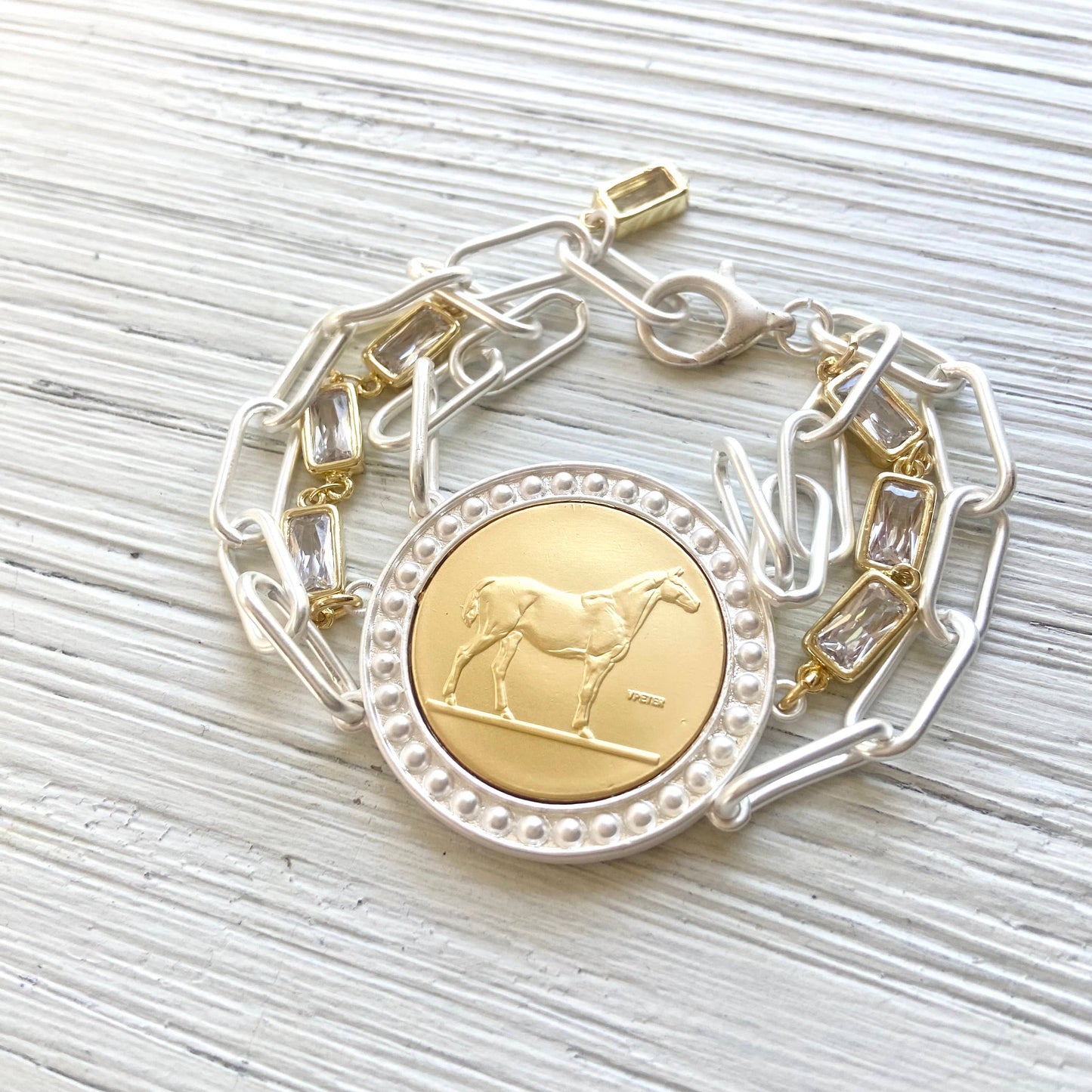 Horse Coin Statement Bracelet - Country Western Equestrian
