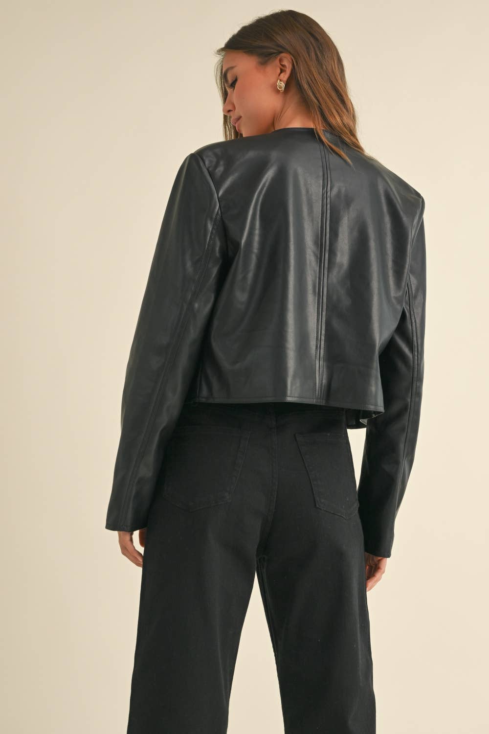 J4047 PU NO COLLAR JACKET