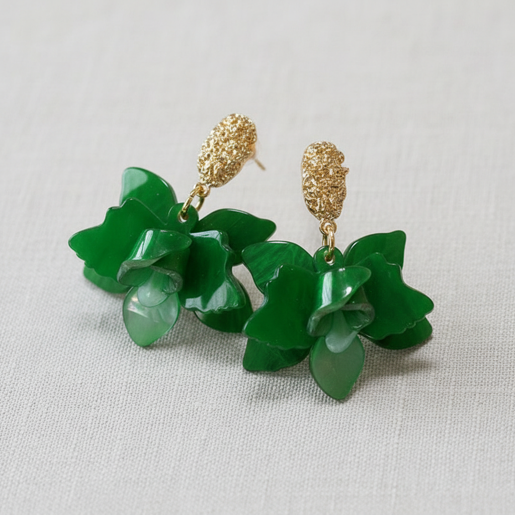 Floral Silver Needle Earrings