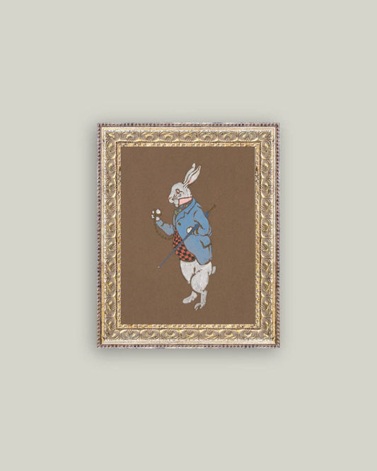 White Rabbit Framed Antique Art