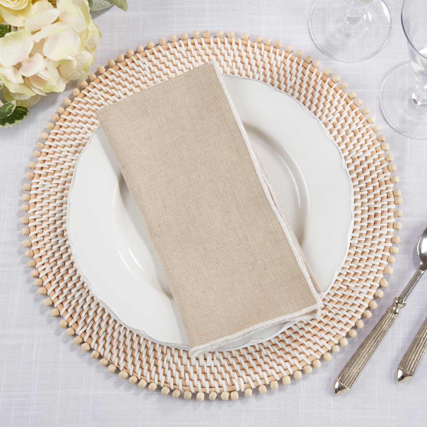 Linen Stonewashed Stitched Border Napkin