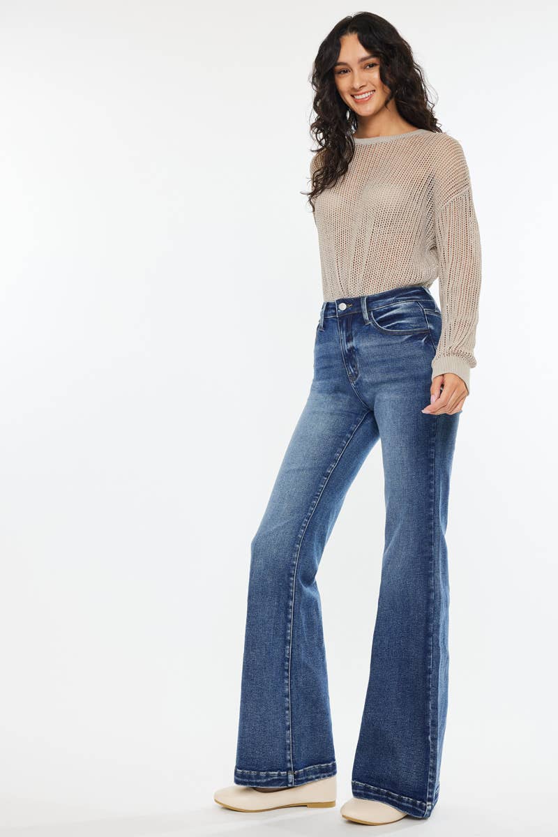 OPEN PACK HIGH RISE WIDE LEG FLARE JEANS-KC20024D