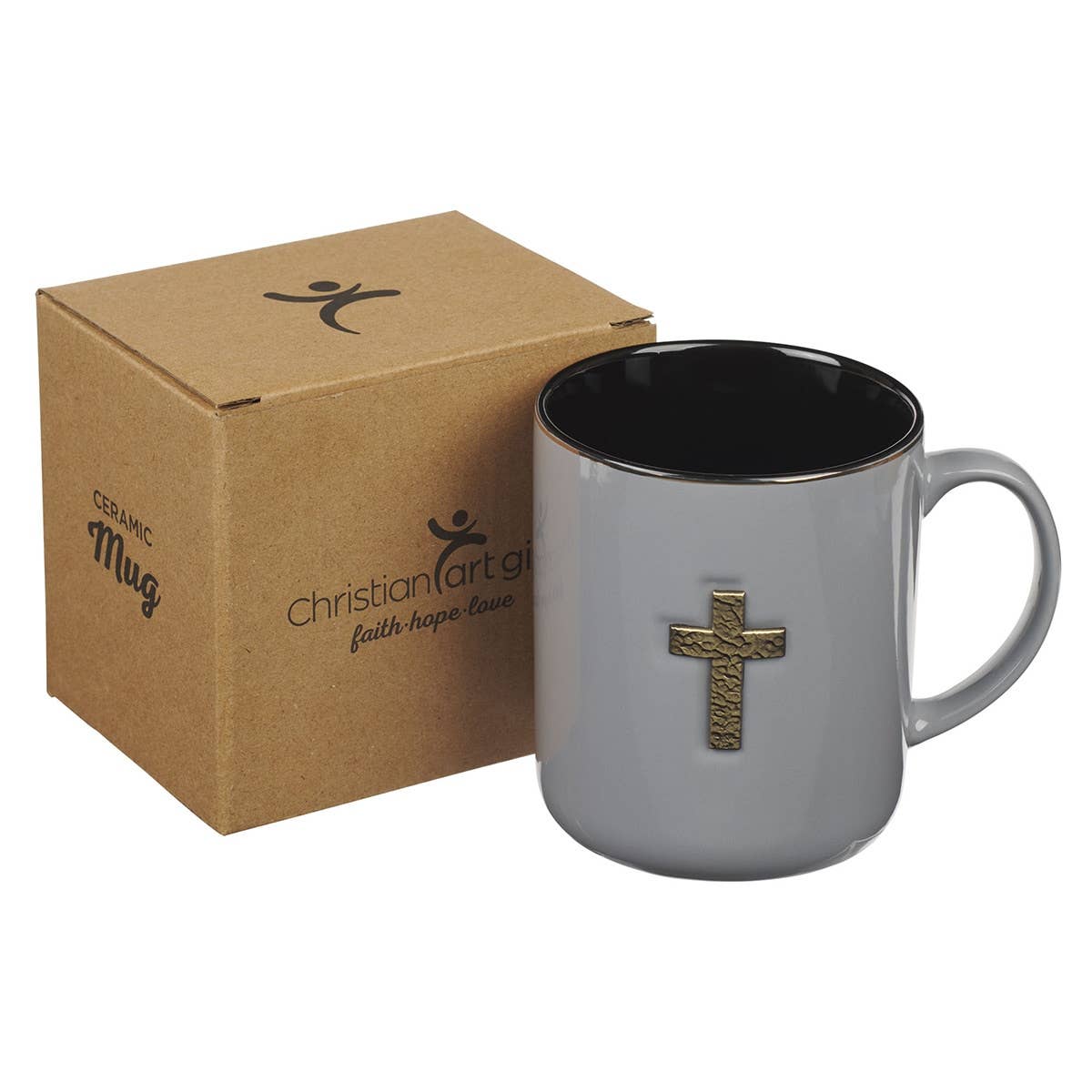 Mug Gray w/Metal Cross 1 Peter 2:24