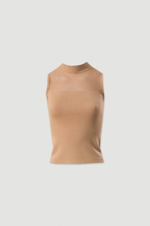 Knit Top with Turtleneck and Transparency