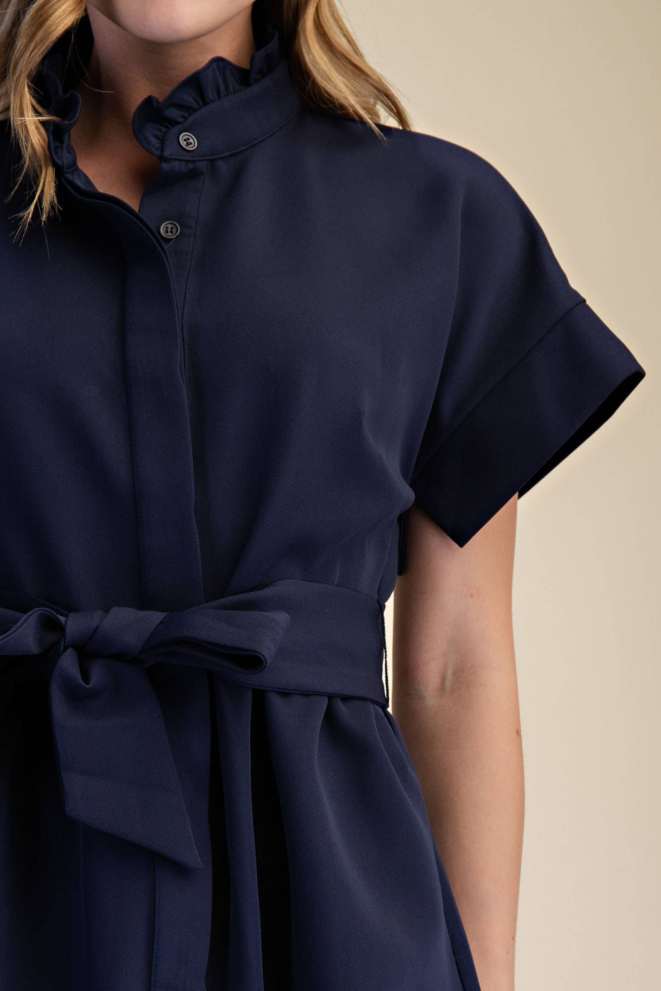 Ruffle Neck Mini Dress