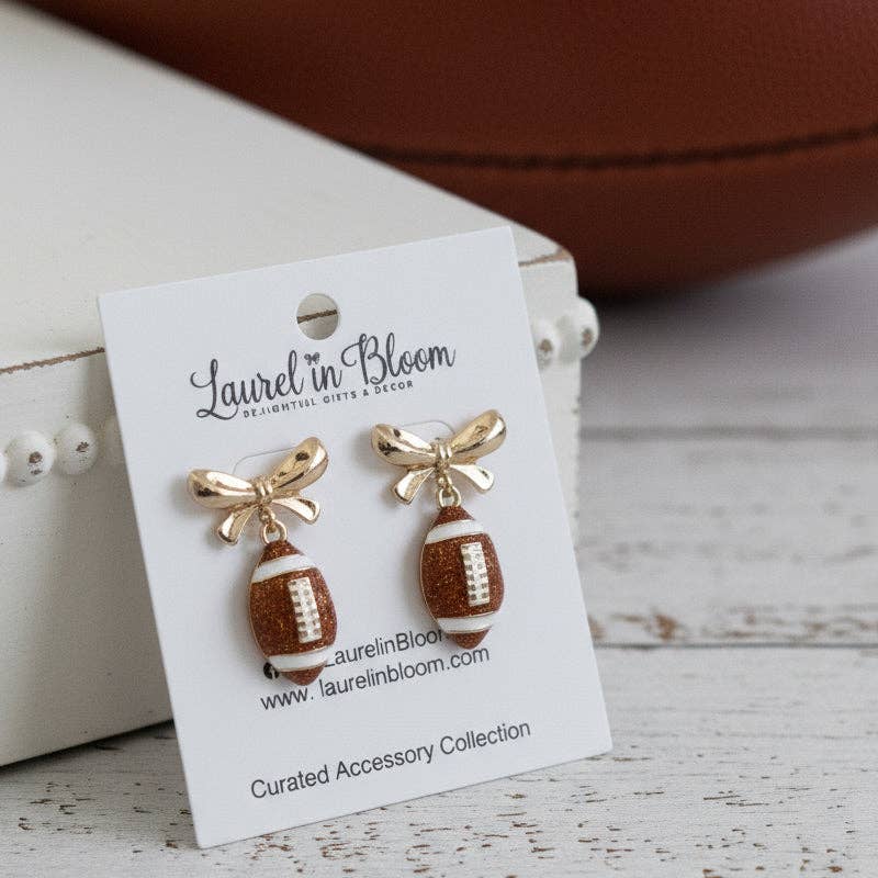 Football Gold Bows Earrings