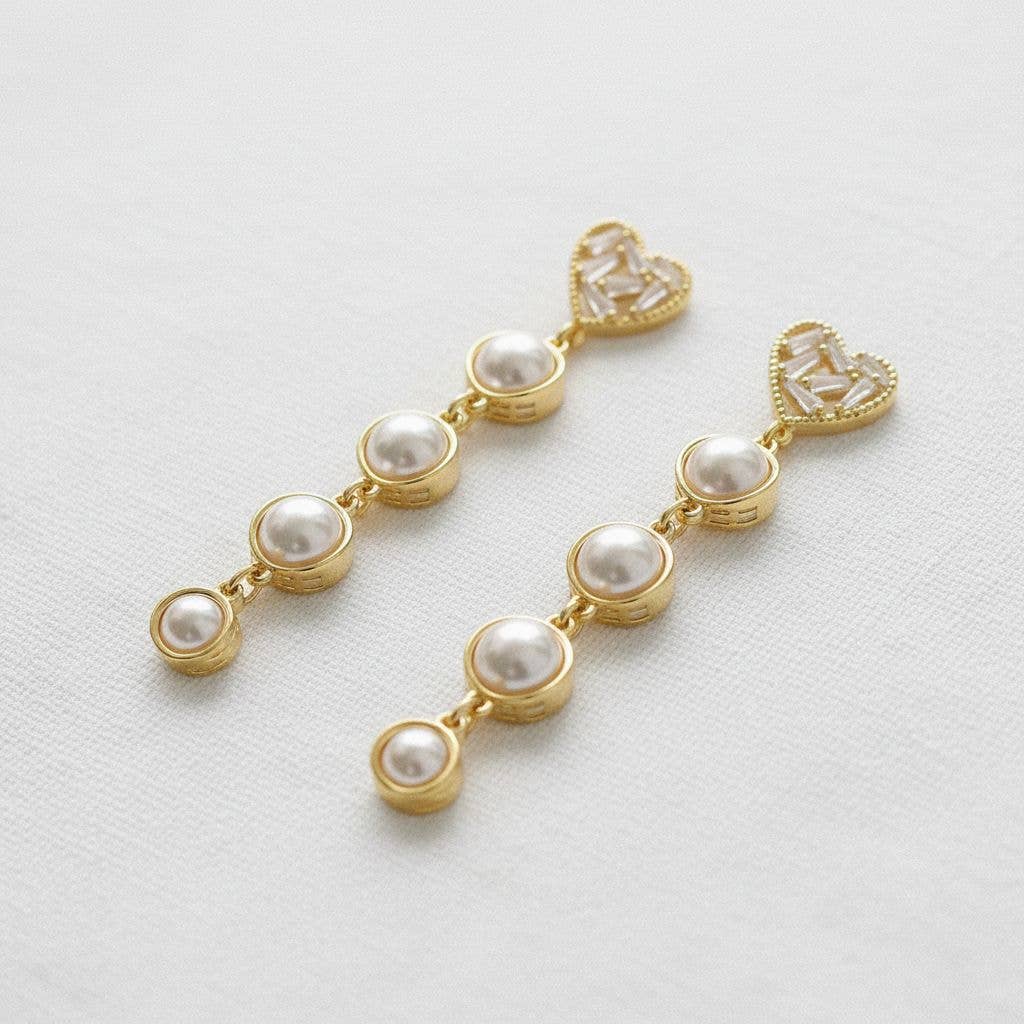 Heart-Shaped Gemstone Drop Earrings