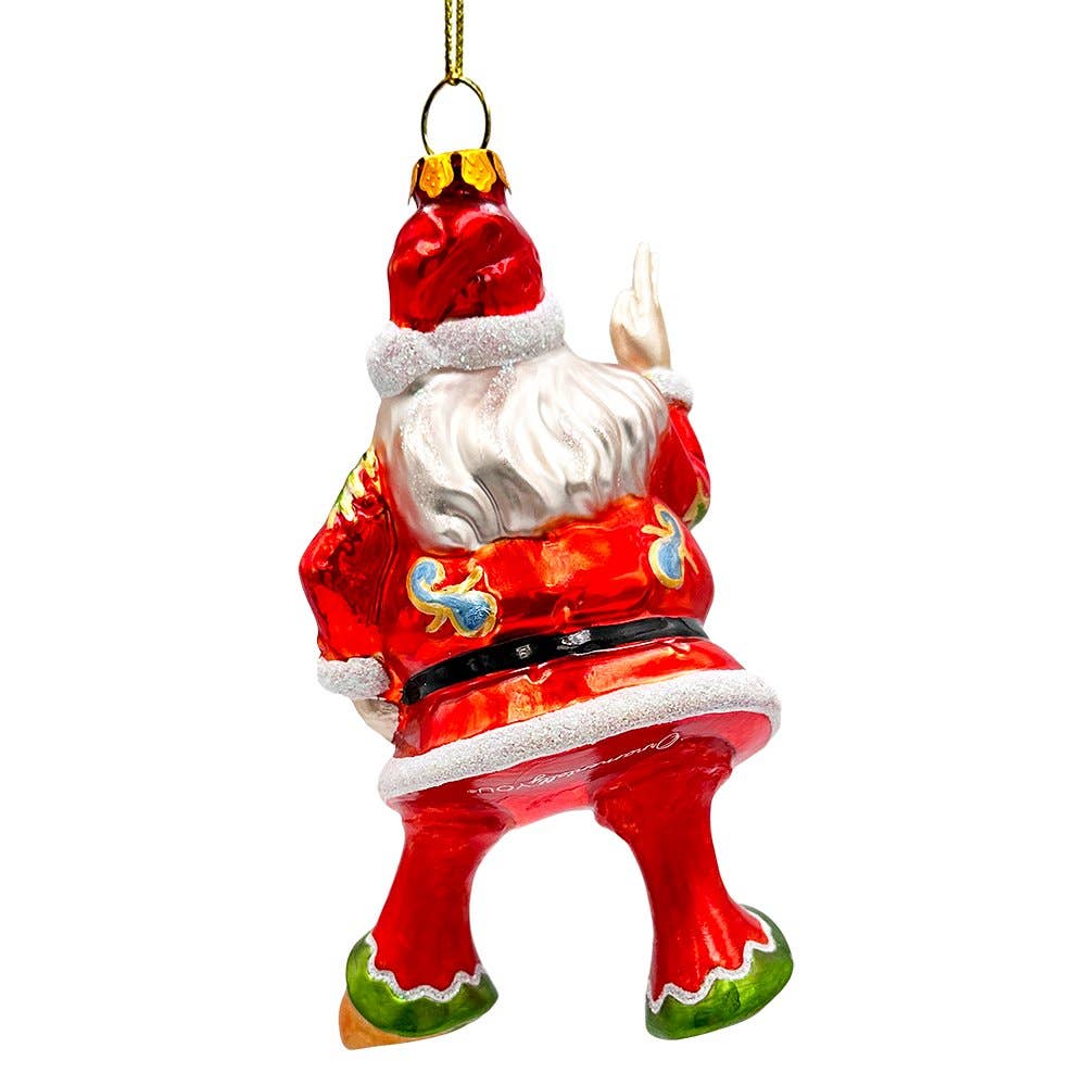 Groovy Santa Eclectic Hippie Glass Christmas Ornament