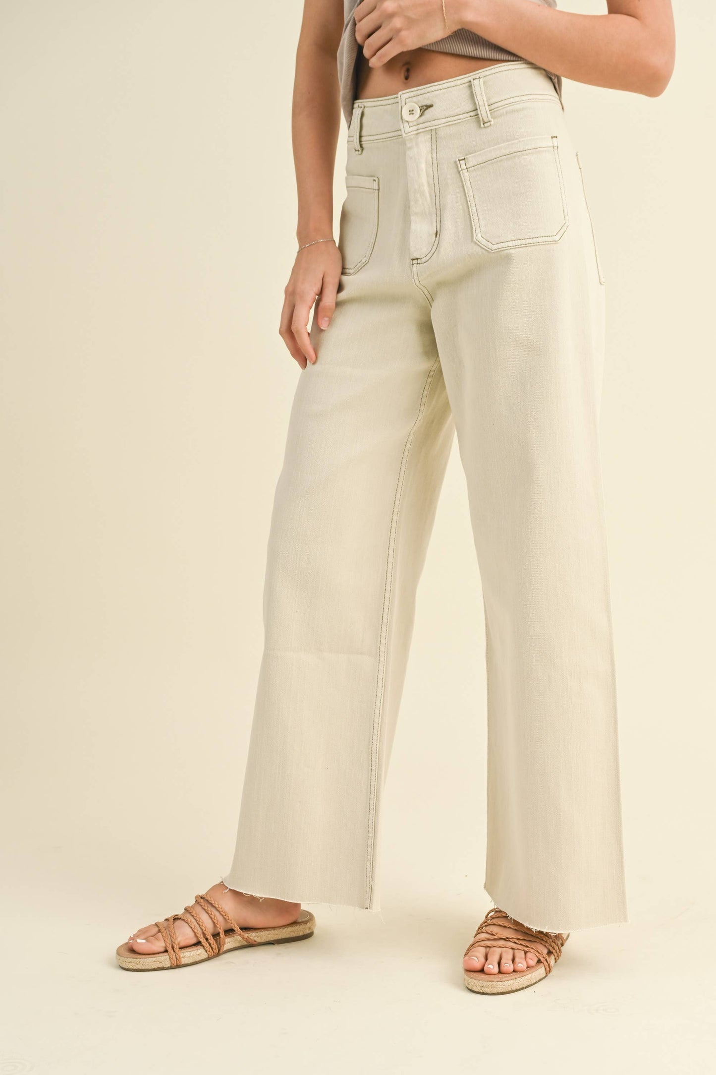 MMP1913 STRAIGHT WIDE LEG PANTS WITH FRONT POCKET