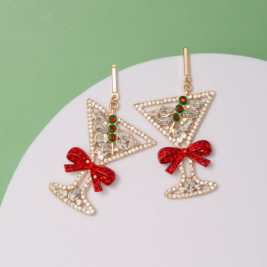 Christmas Crystal Cocktail Post Dangle Earrings