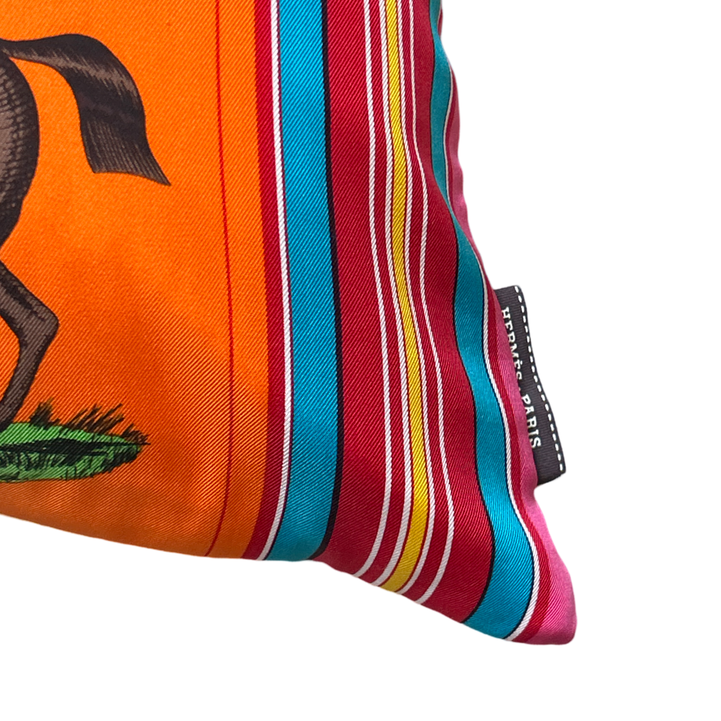 Couvertures et Tenues du Jour Orange Vintage Silk Scarf Lumbar Pillow 35"