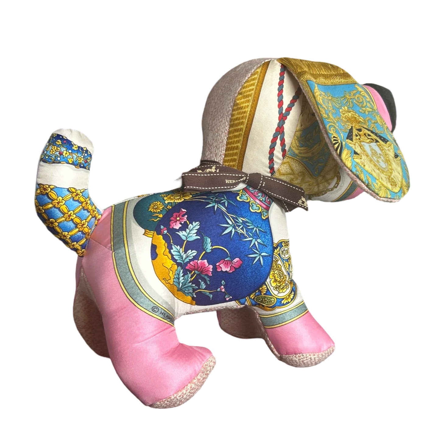 Vintage Hermes Qu'Importe le Flacon Silk Scarf Patchwork Puppy