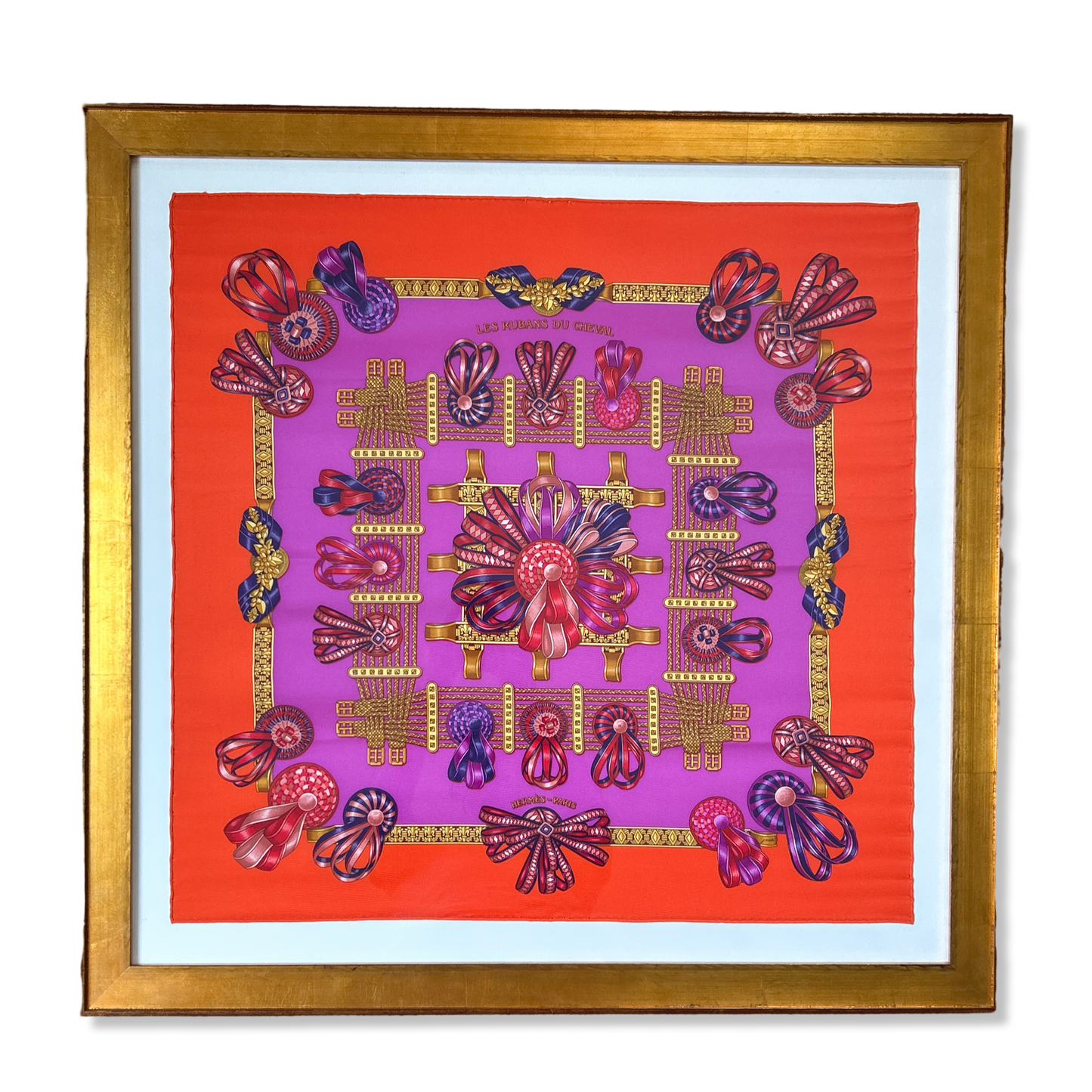 Rubans du Cheval Framed Vintage Silk Scarf 33"