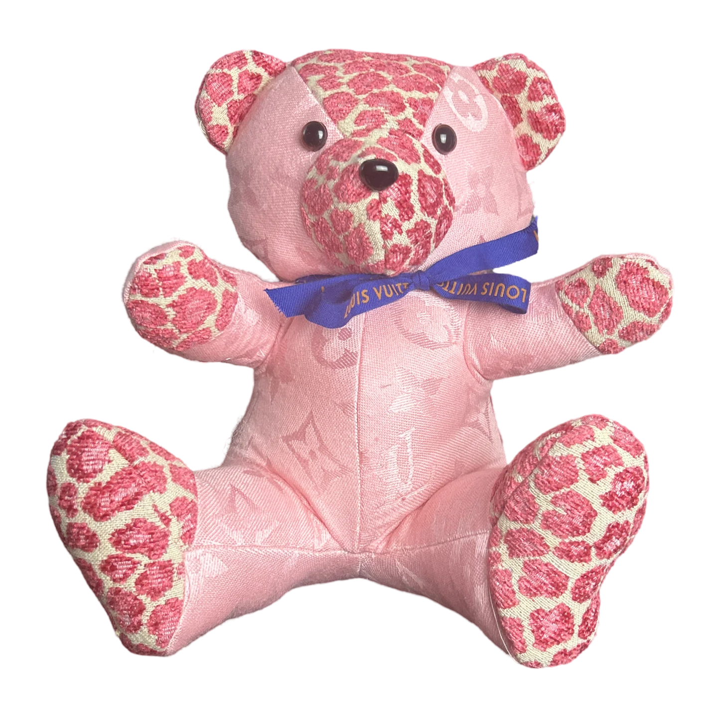 Vintage LV Monogram Silk Scarf Patchwork Teddy Bear