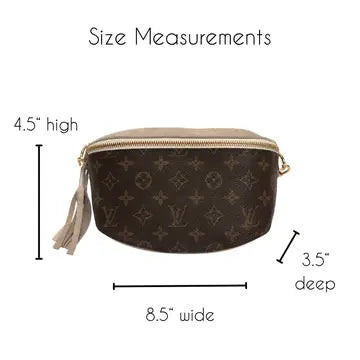 Britt Belt Bag in Stone Leather | Upcycled Lv Full Front