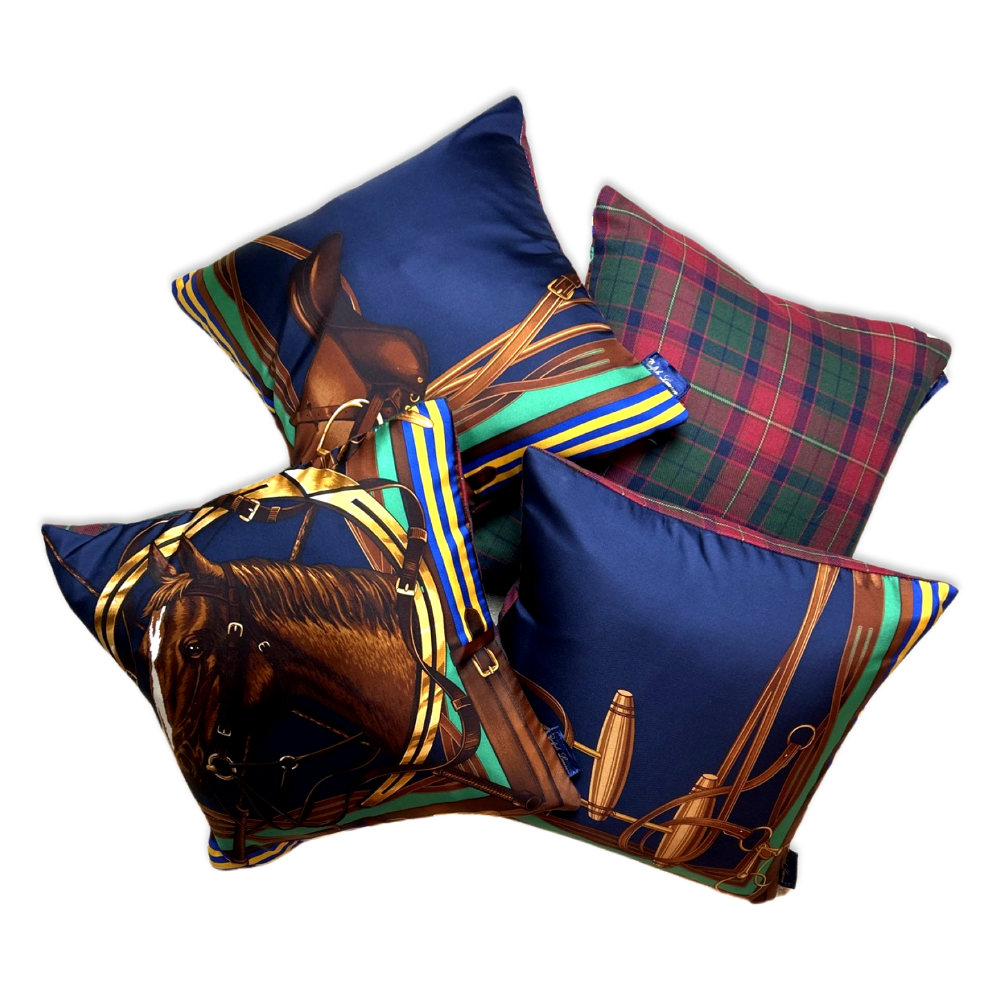 Equestrian Vintage Silk Scarf Pillows 17"