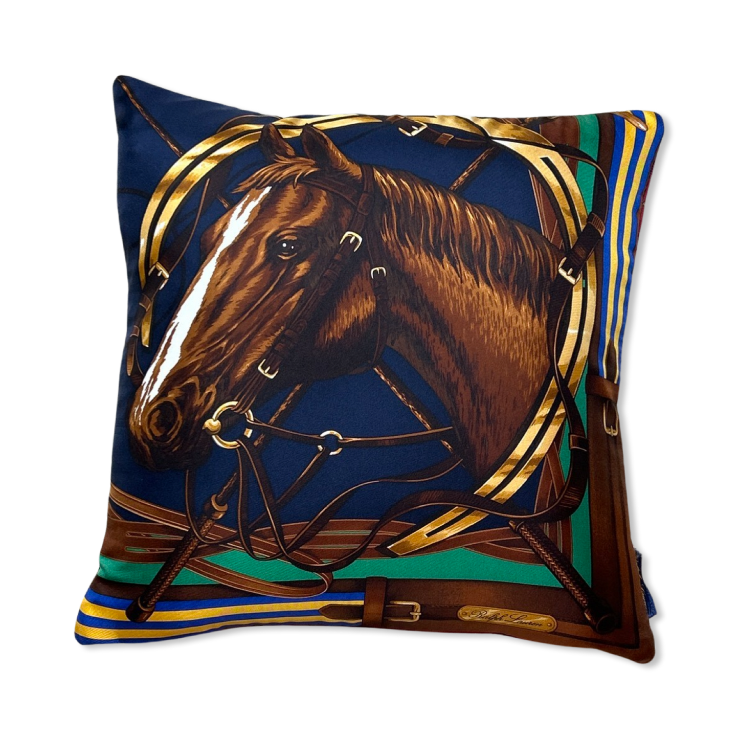Equestrian Vintage Silk Scarf Pillows 17"