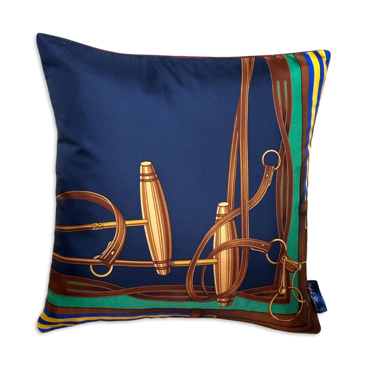 Equestrian Vintage Silk Scarf Pillows 17"