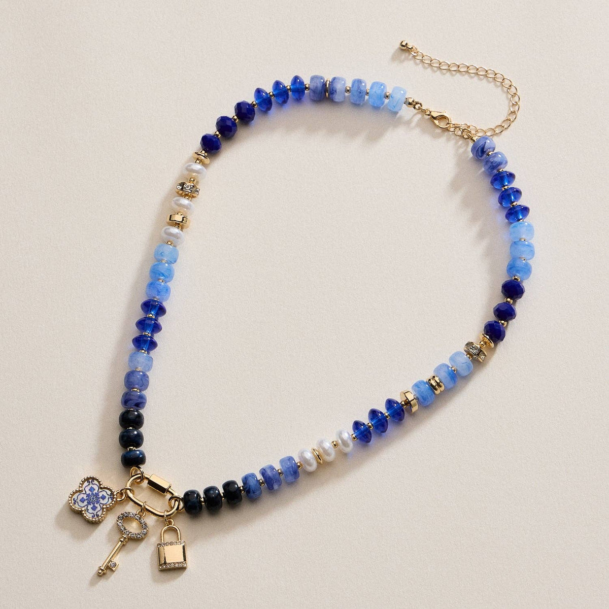 Layered Glass Bead Necklace | Trio of Charms