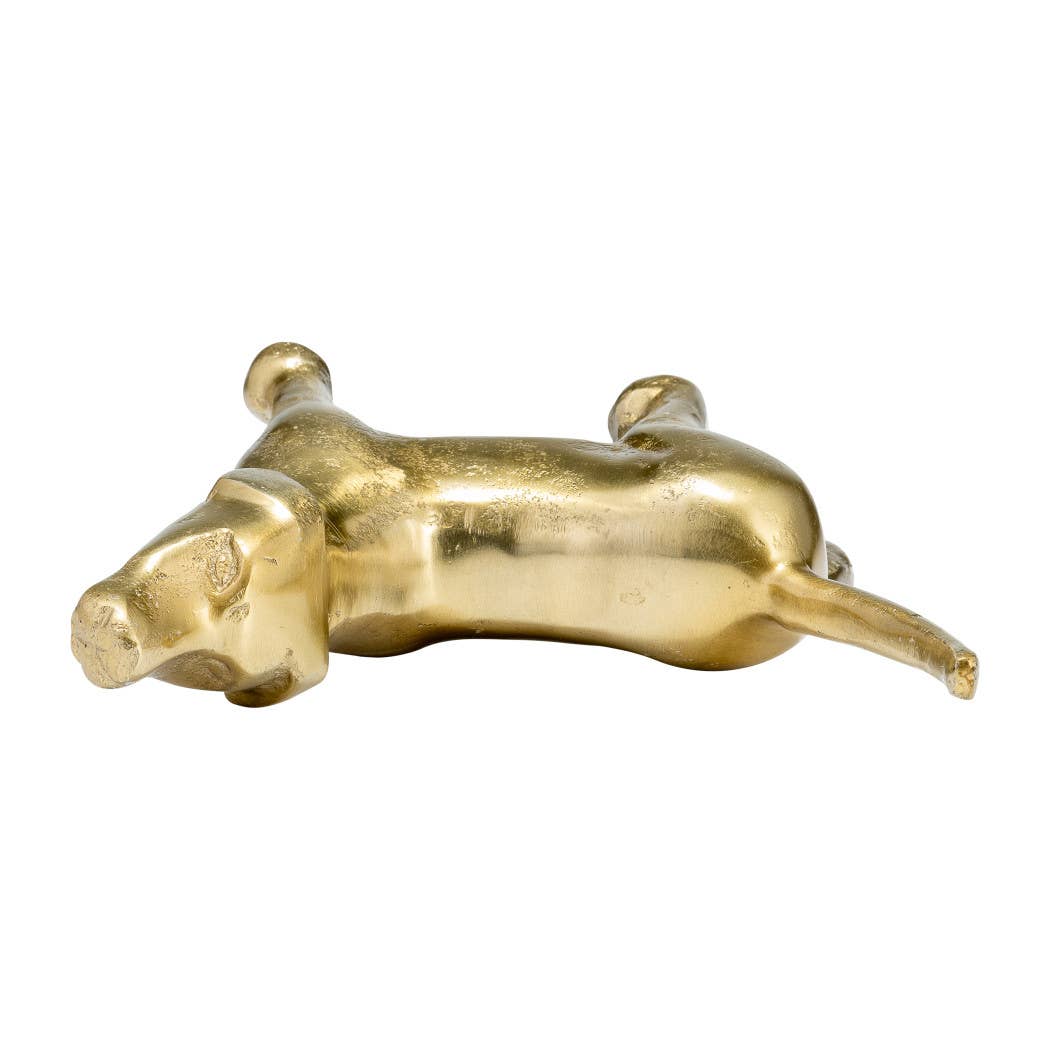 Metal Modern Howling Dog Decorative Figurine - Gold, 6 in.