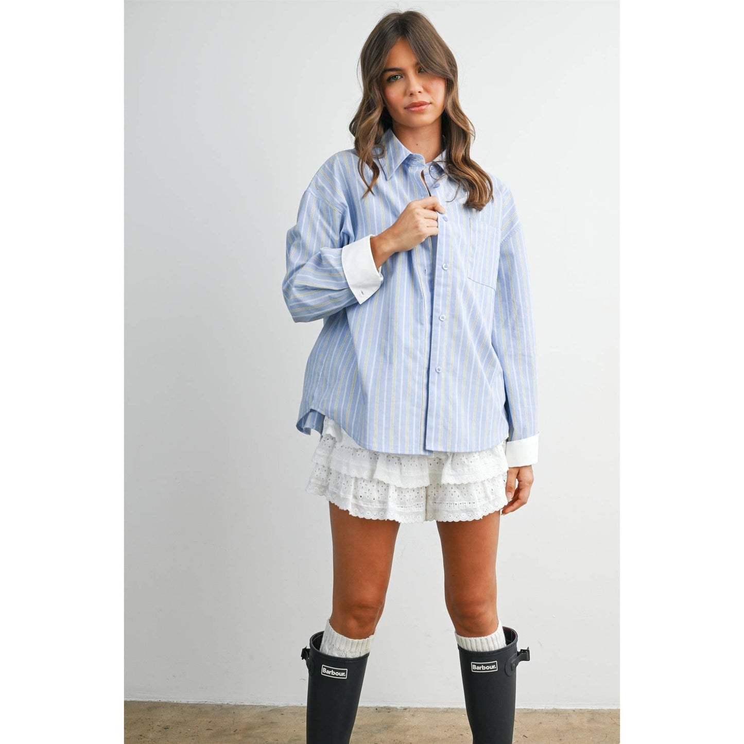 Striped Long-Sleeve Button-Up Shirt