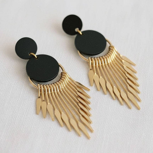 Gold Plated Crystal Pearl Tassel Drop Earrings
