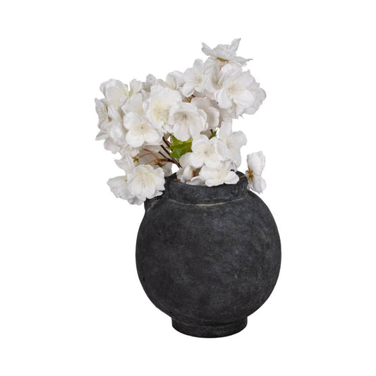 Black 7 in. Contemporary Pottery Bulbous Jug with Handle
