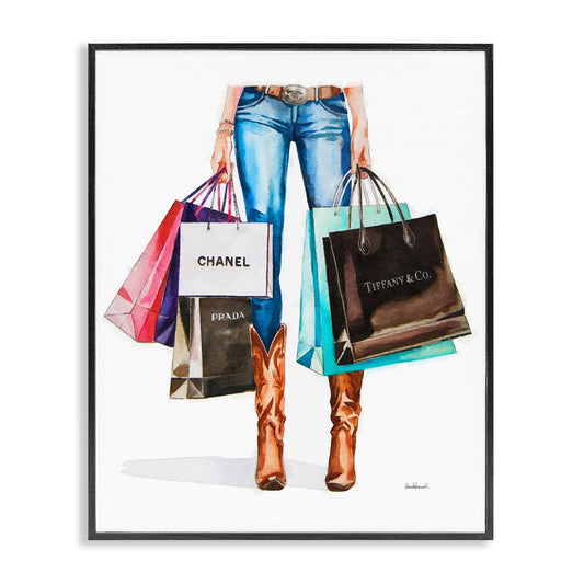 Shopping Bags Cowgirl - Framed Wall Art