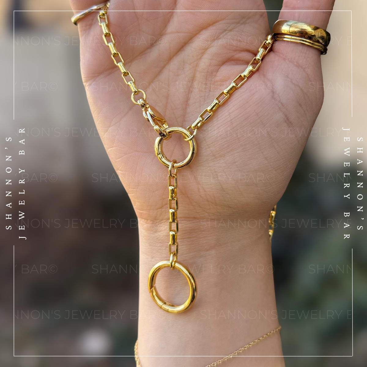Gold Carabiner Necklace, Charm Holder Necklace