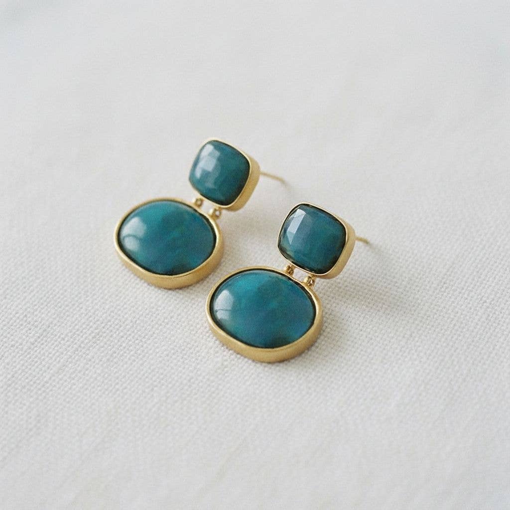 Natural Shell Iridescent Geometric Drop Earrings