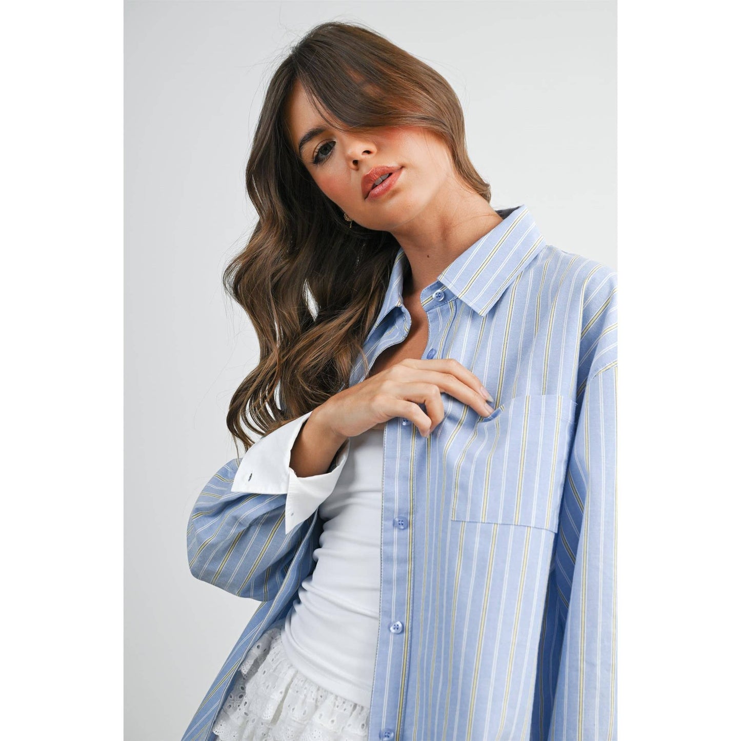 Striped Long-Sleeve Button-Up Shirt