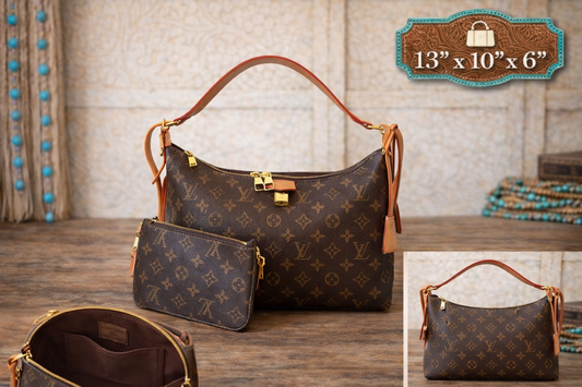 Upcycled LV Designer Monogram Shoulder Bag Set