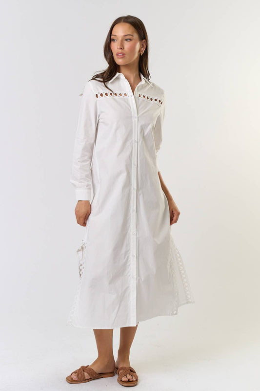 ILD5119 COLLARED BUTTON DOWN MIDI DRESS