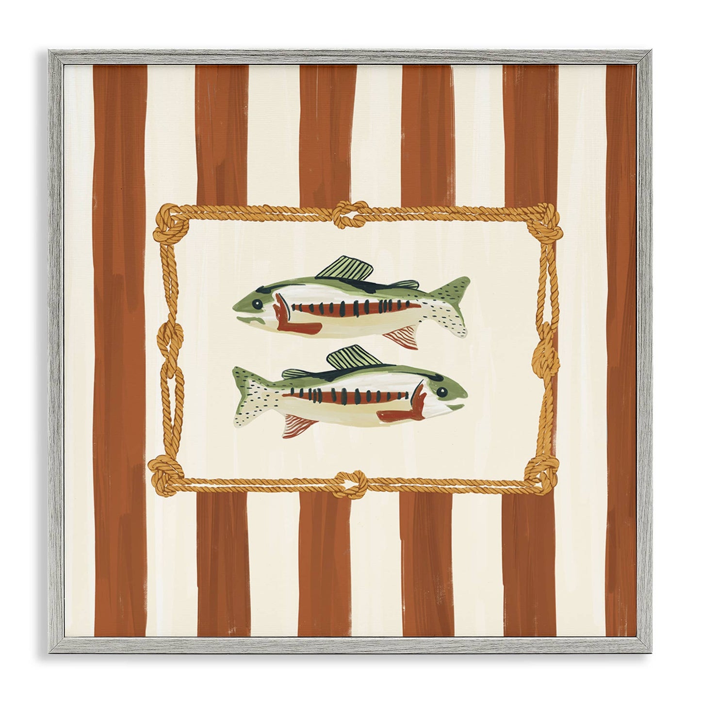 Rope Bordered Fish - Framed Wall Art