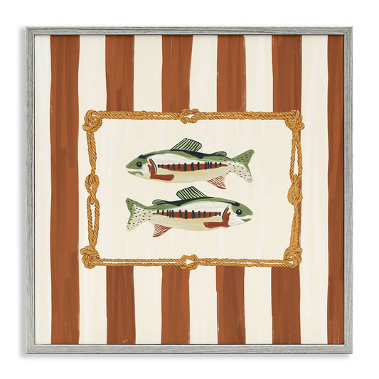 Rope Bordered Fish - Framed Wall Art